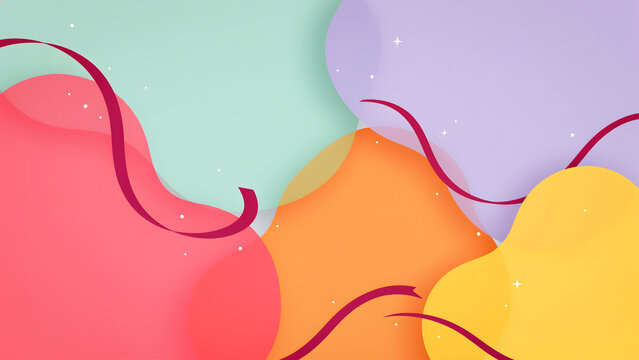 Abstract Wallpaper with Candy Pop Colors. Vibrant Fluid Shapes for Modern Interior Wall Decor.