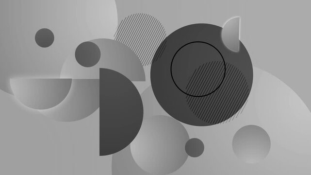 Abstract geometric background with circles gradient shapes and layered paper cut style forms animation