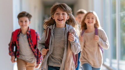 Fototapeta premium Bright hallway filled with laughing children