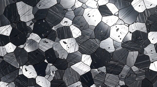 Microscopic view of mineral crystals. Geological rock texture with crystalline structure.