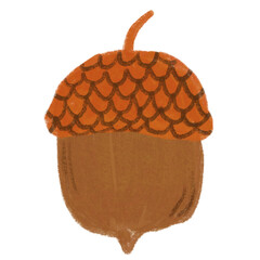 Hand Drawn Crayon Acorn Illustration for Autumn Harvest Concept © Afiny