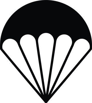 Parachute skydiving extreme sports solid icon, vector adventure flight transportation crypto airdrop delivery logo design