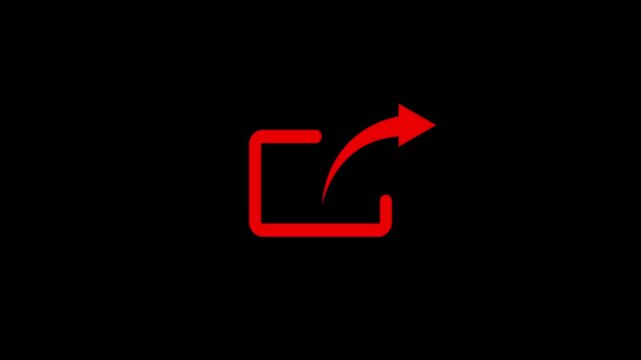 Share Arrow Icon with Outgoing Export Symbol on Black Background.