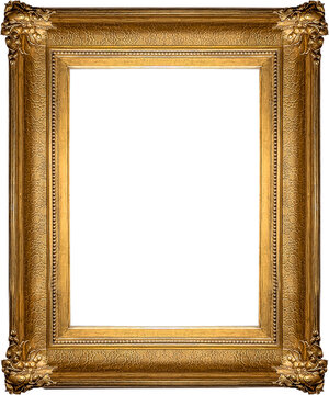 Old gold frame on white surface