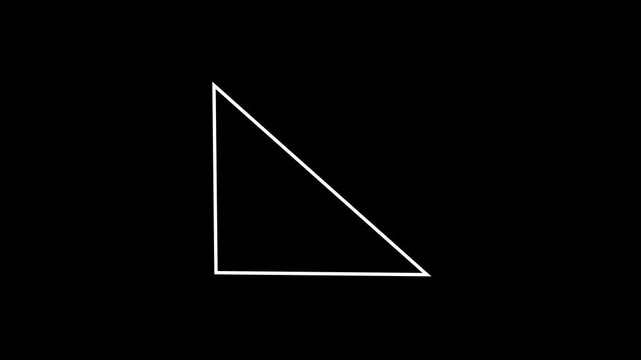 Right triangle drawing animation with a 90-degree angle indicator and height measurement label.