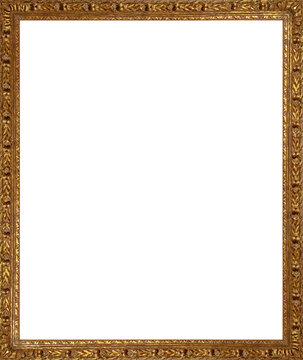 Old gold frame on white surface