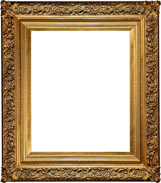 Old gold frame on white surface