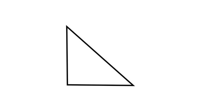 Right triangle drawing animation with a 90-degree angle indicator and height measurement label.