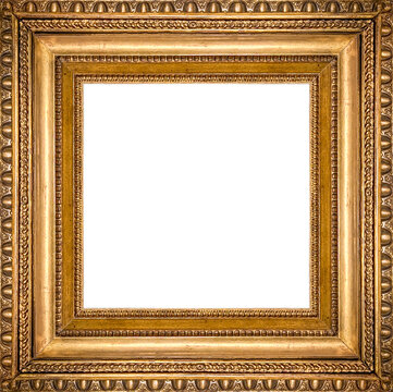 Old gold frame isolated on white surface