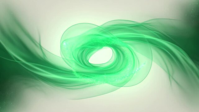 Flowing emerald green abstract waves in a gradient style on a pale background, expressing calm, motion, freshness, and renewal