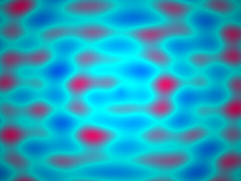 Abstract colorful background with pink and purple blobs on blue-green grid pattern