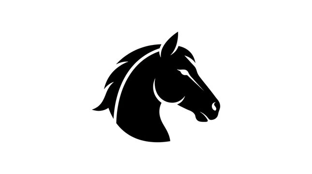 Black Horse Head Silhouette Vector Logo Icon Isolated on White Background