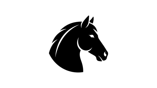 Black Horse Head Silhouette Vector Logo Icon Isolated on White Background