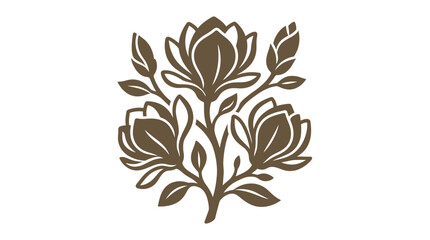 Stylized magnolia flower branch floral vector art. © Kogan
