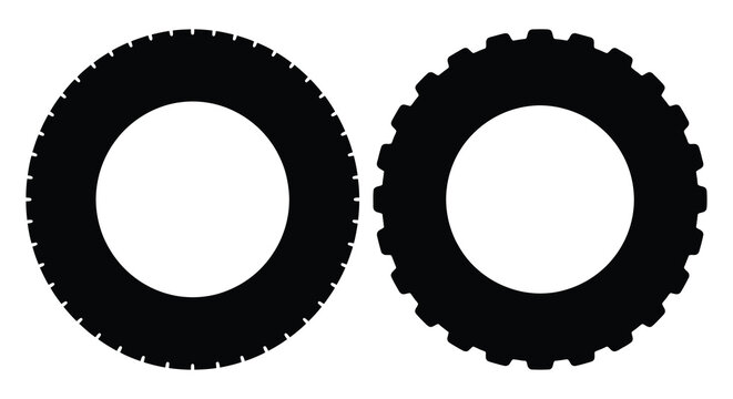 Two tire silhouettes with differing tread patterns against a white background silhouette tyre wheel rubber automotive