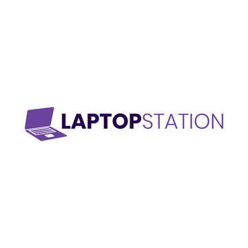 Modern LaptopStation Wordmark Logo with Clean Typography Style for Computer Technology Electronics Repair and IT Business Branding