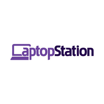 Modern LaptopStation Wordmark Logo with Minimal Typography Style for Computer Technology Electronics Retail and IT Business Branding