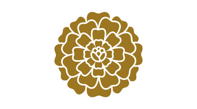 Stylized golden marigold blossom isolated on white background.