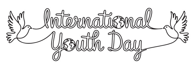International youth day typography design features doves and globe symbols. © Shahid3383