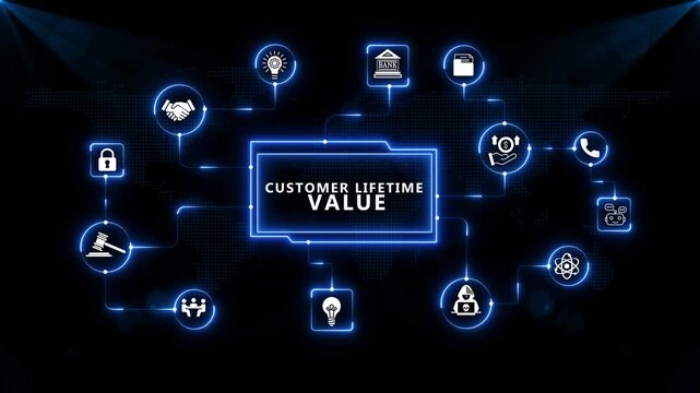 Customer Lifetime Value Technology Dashboard with Intelligent Business Analytics, Digital Growth and Enterprise Strategy