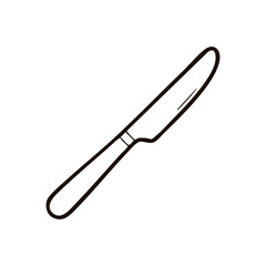 Fototapeta premium Table Knife Line Art Vector Illustration for Cutlery Kitchen Utensil Dining Flatware Restaurant and Food Preparation Design