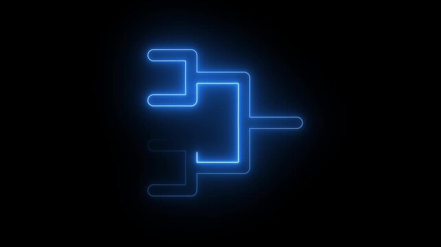 Neon blue glowing tournament bracket animation, digital competition chart for sports and esports events