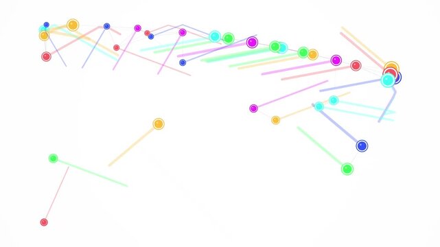 abstract colourful plexus network connection animation on white background