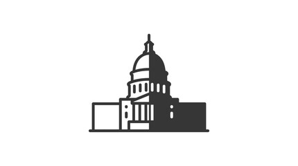 Obraz premium Minimalist graphic icon of a government capitol building with a dome structure.