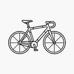 Fototapeta premium Modern Black and White Line Drawing of a Classic Road Bicycle with Drop Handlebars and Thin Tires