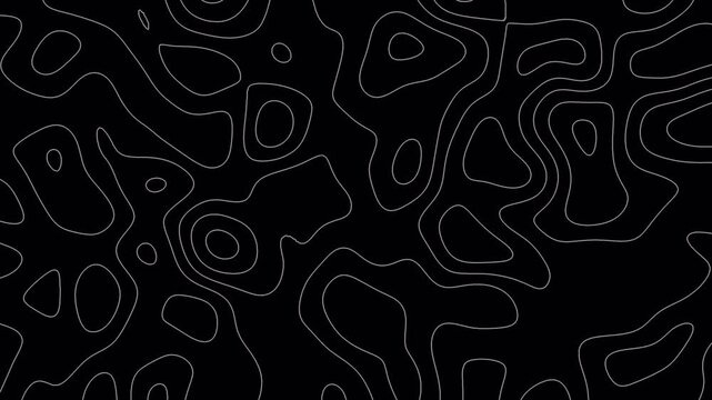 Abstract digital topography lines pattern dynamic waves motion background footage video. topography map  lines animated background 4k.