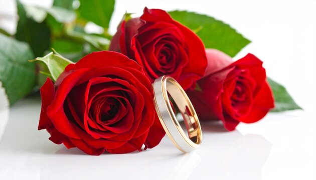 wedding rings and roses