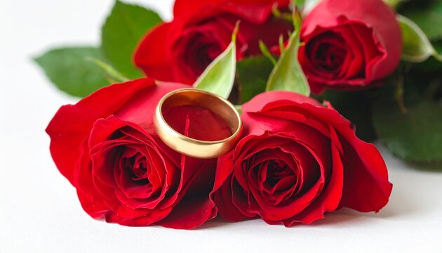 wedding rings and roses