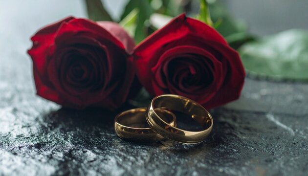 wedding rings and roses