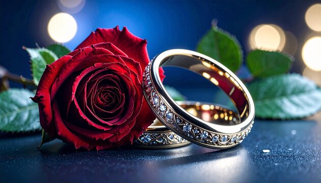 wedding rings and roses