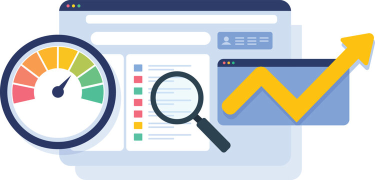 Website Performance Analytics Dashboard SEO Audit Flat Vector Illustration