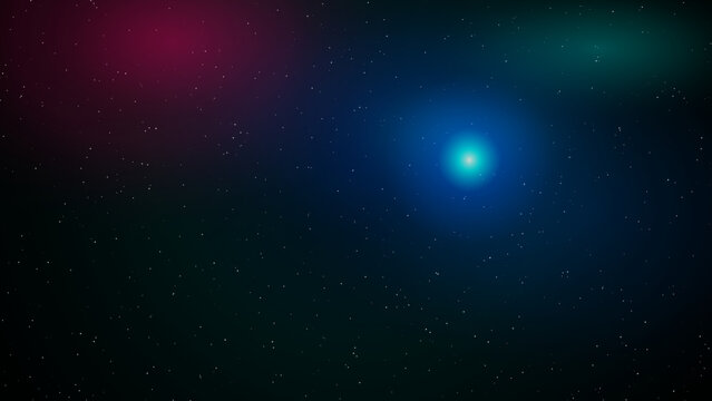 Bright glowing blue star in deep space with colorful cosmic background