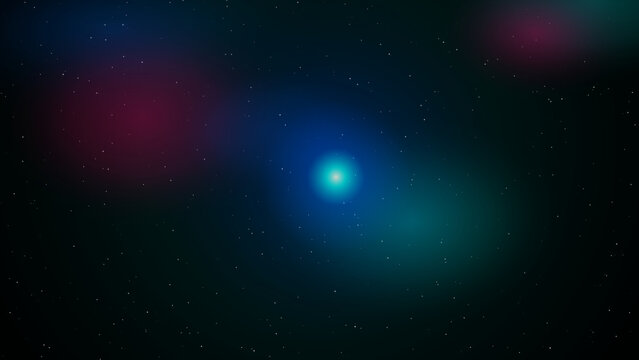 Bright blue glowing comet in deep space with stars