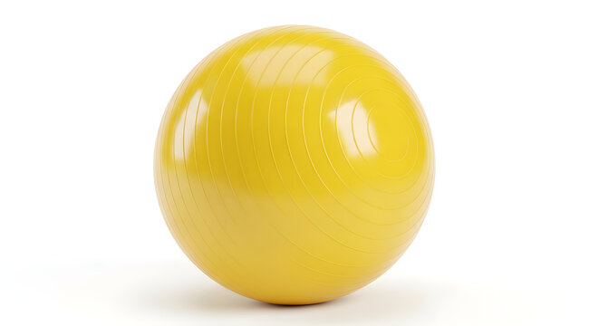 Bright yellow exercise ball on clean surface