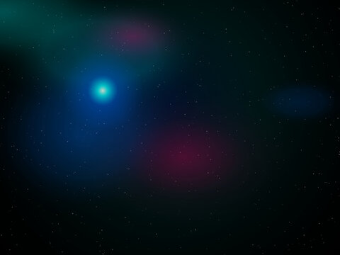 Bright blue comet shining in deep space with starry background