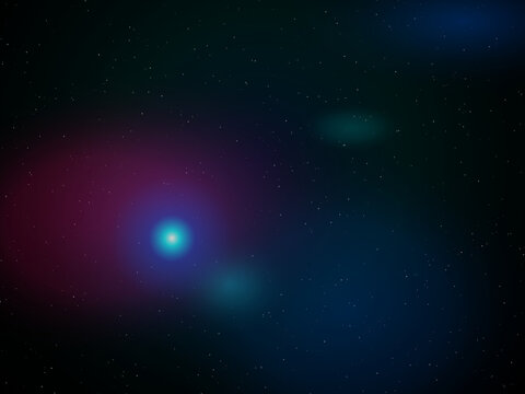 Bright comet shining in deep space with starry background