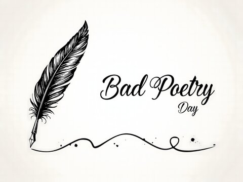 Bad Poetry Day Vintage Feather Quill Minimalist Literary Design