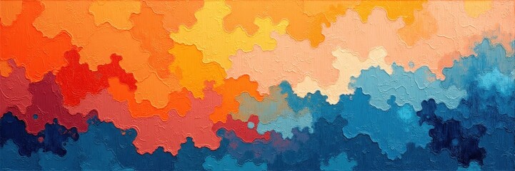 Naklejka premium Warm orange blue and coral watercolor banner for startup decks, event posters and creative agency branding