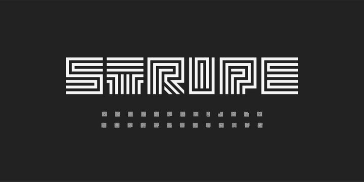 Maze Font Futuristic Logo Squared Lines Alphabet Geometric Lines Letter Set Modern Typography, Labyrinth Typographic Design for Game Title Technology Science Headline and Logotype. Vector Typeface