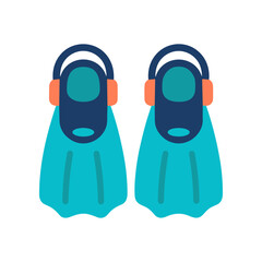 Turquoise Flippers for Swimming and Diving, Vector Illustration © suryawatisetyowati