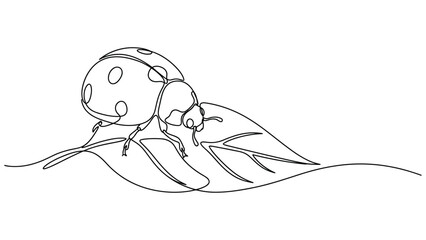 Lady bug Minimalist Continuous One Line Drawing, Modern Vector Line Art Isolated on White Background © AbdullahAl