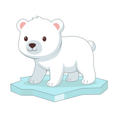 Cute Polar Bear Cub Standing on a Blue Ice Floe a Charming Illustration of Arctic Wildlife © Aguung