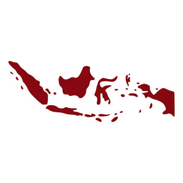 Dark red Indonesia map silhouette vector illustration isolated on white background national geography travel symbol