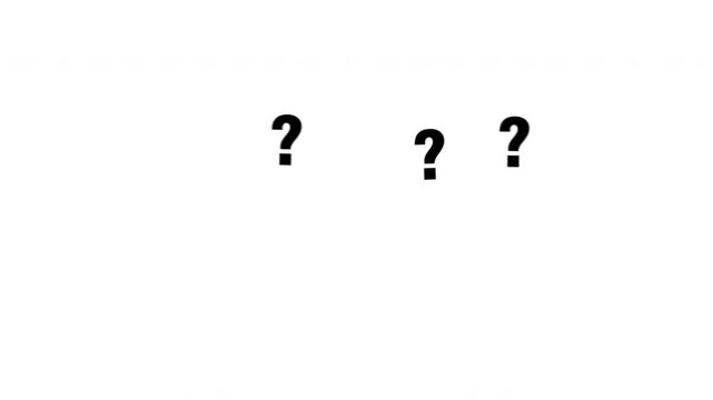 Black question marks moving across white background
