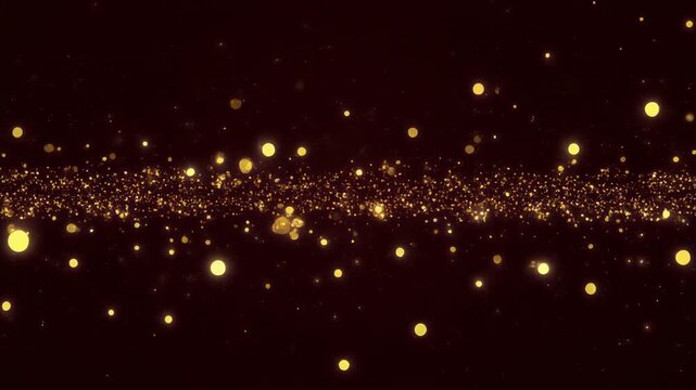 golden particles floating in dark space animation