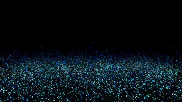 Glowing Blue Glitter Sparkles and Digital Dust rising on a black Background. 4k videos